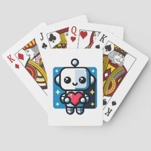 Cute Robot Holding Heart - Adorable Love & Tech Playing Cards