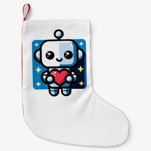 Cute Robot Holding Heart - Adorable Love & Tech Small Christmas Stocking
