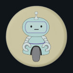 Cute Robot Illustration Magnet<br><div class="desc">Cute and friendly robot. This adorable little robot dude has an antenna on top of his head and a handy wheel at the bottom for moving around. His arms have grabby little clamps for grasping at things and has a typical robotic expressionless face.</div>