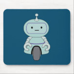 Cute Robot Illustration Mouse Pad<br><div class="desc">Cute and friendly robot guy. This adorable little robot dude has an antenna on top of his head and a handy wheel at the bottom for moving around. His arms have grabby little clamps for grasping at things and has a typical robotic expressionless face.</div>