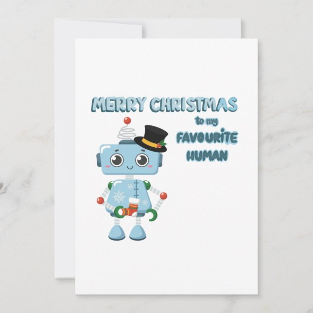 Cute Robot Illustration on Christmas Card  (Front)