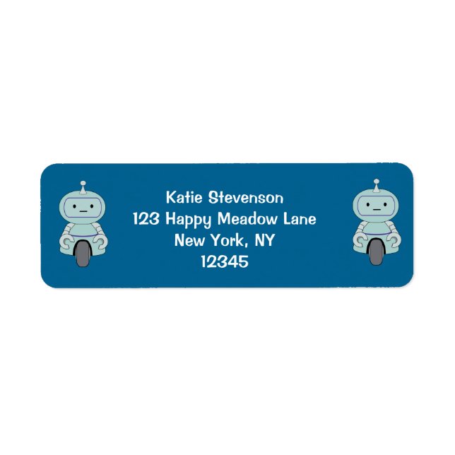 Cute Robot Illustration Return Address Label (Front)