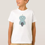 Cute Robot Illustration T-Shirt<br><div class="desc">Cute and friendly robot guy. This adorable little robot dude has an antenna on top of his head and a handy wheel at the bottom for moving around. His arms have grabby little clamps for grasping at things and has a typical robotic expressionless face.</div>