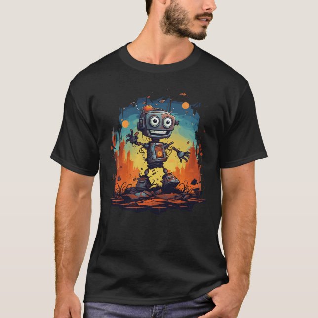 Cute Robot Mechanical Malfunction T-Shirt (Front)