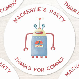 Cute Robot Personalised Thank You Classic Round St Classic Round Sticker