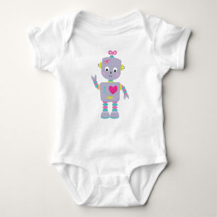 Cute Robot, Purple Robot, Funny Robot, Silly Robot Baby Bodysuit