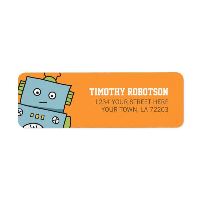 Cute Robot Return Address Labels (Front)