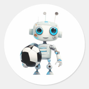 Cute Robot Soccer Team Classic Round Sticker