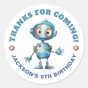 Cute Robot Thank You Kids Birthday Classic Round Sticker