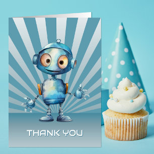 Cute Robot Theme Birthday Thank You Card