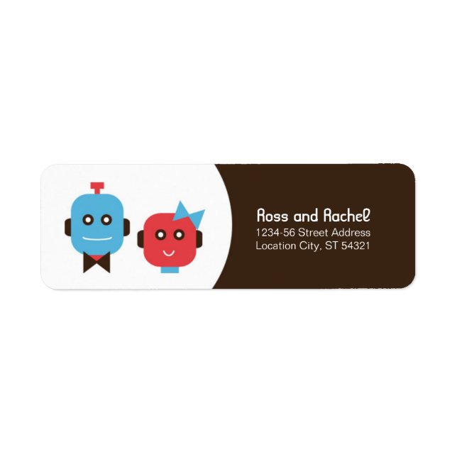 Cute Robot Theme Wedding Return Address Label (Front)
