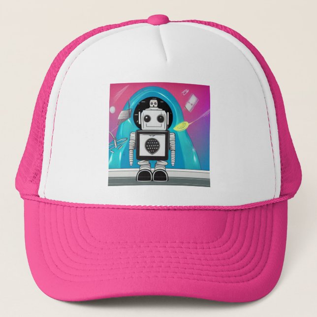 Cute Robot Trucker Hat (Front)