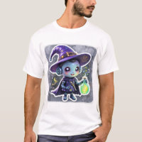 Cute Robot Witch Halloween T-Shirt – Kawaii Sci-Fi