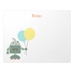 Cute Robot with Balloons for kids Notepad