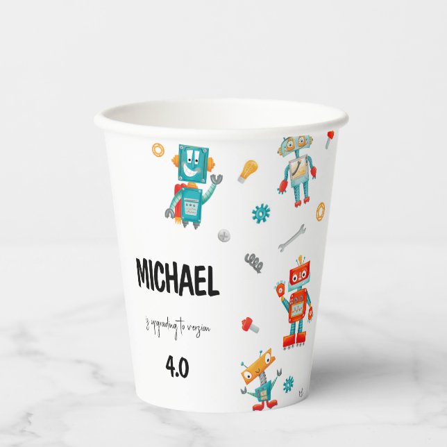 Cute Robots  Paper Cups (Front)