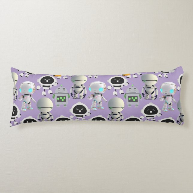 Cute Robots Pattern. CUTERB01.LPurple Body Cushion (Front)