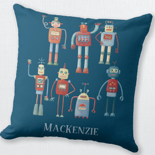 Cute Robots Personalised Cushion