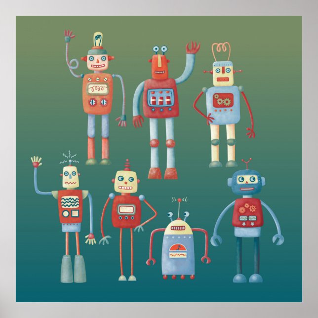 Cute Robots Poster (Front)