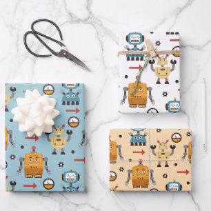 Cute Robots  Wrapping Paper Sheet