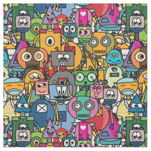Cute robots XL Fabric