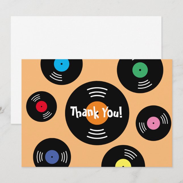 Cute Rock and Roll Birthday thank you cards (Front/Back)