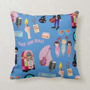 Cute Rock and Roll Oldies Cartoon Cute Pattern Cushion