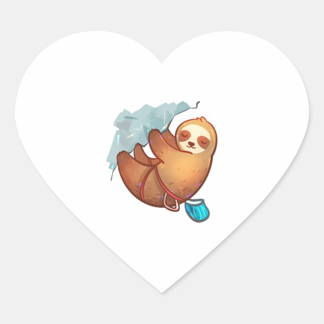 Cute Rock Climbing Sloth  Heart Sticker (Front)