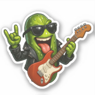 Cute Rock n Roll Pickle Custom-Cut Vinyl Stickers