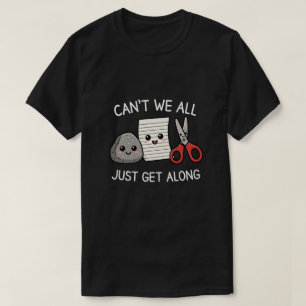 Cute Rock Paper Scissors Just Get Along Funny Game T-Shirt