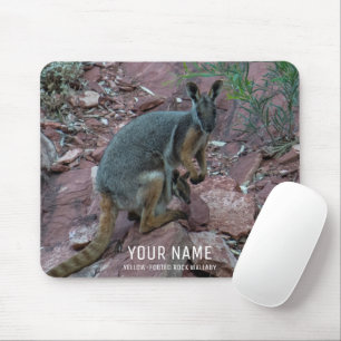 Cute Rock Wallaby with Baby Animal Australia Mouse Pad
