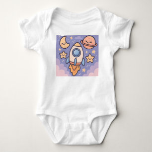 Cute Rocket Adventure Baby Bodysuit