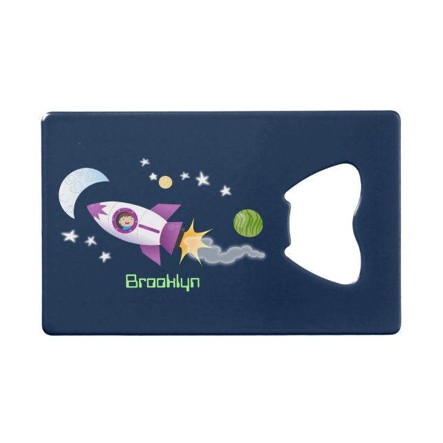 Cute rocket ship in space cartoon illustration (Front (Horizontal))