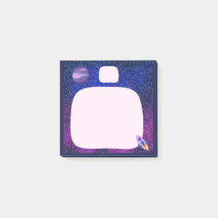 Cute Rocket Space Galaxy Memo Pad Two Sections Pos Post-it Notes