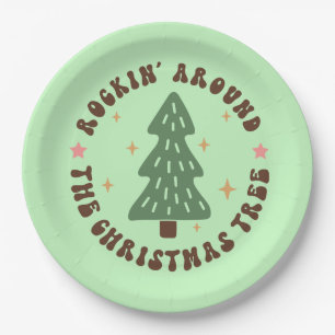 Cute Rockin' Around The Christmas Tree Paper Plate