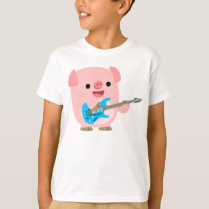 Cute Rockin' Cartoon Pig Children T-Shirt