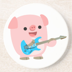 Cute Rockin' Cartoon Pig Coaster
