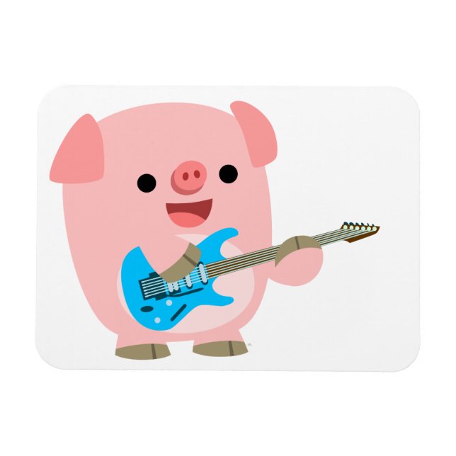 Cute Rockin' Cartoon  Pig Flexible Magnet (Horizontal)