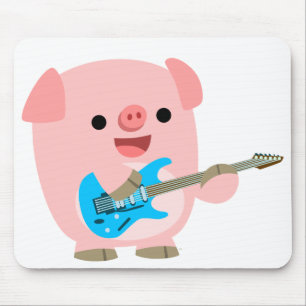 Cute Rockin' Cartoon  Pig Mousepad