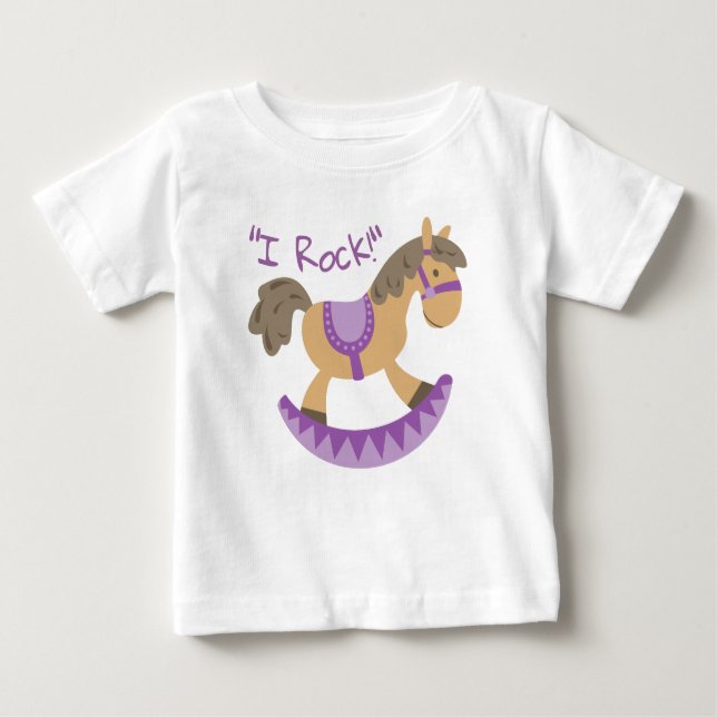 Cute Rocking Horse "I Rock" Slogan  Baby T-Shirt (Front)