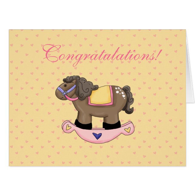 Cute Rocking Horse New Baby Congratulations (Front Horizontal)