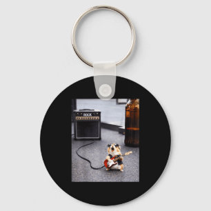 Cute rockstar hamster funny guitar punk rock'n rol key ring