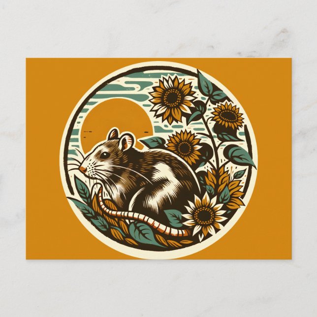 Cute rodent Rat pet rays designs                   Postcard (Front)