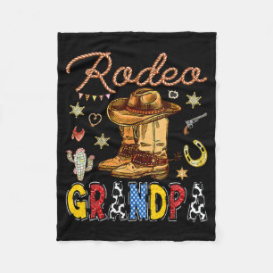 Cute Rodeo Grandpa Western Birthday Cowboy Fleece Blanket