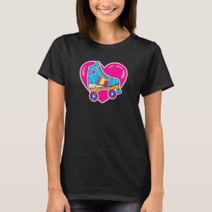 Cute Roller Skate With Heart Shape For I Love Roll T-Shirt