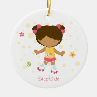 Cute roller skater girl personalised ornament