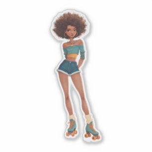Cute Roller Skating Woman in Crop Top and Shorts