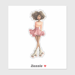 Cute Roller Skating Woman in Pink Skirt