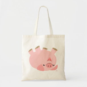 Cute Rolling Over Cartoon Pig Tote Bag