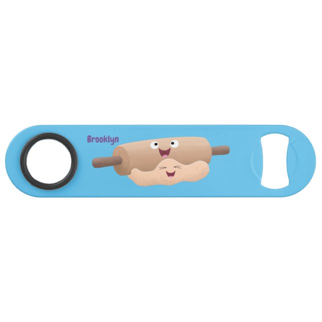 Cute rolling pin and dough pastry baking cartoon (Front (Horizontal))