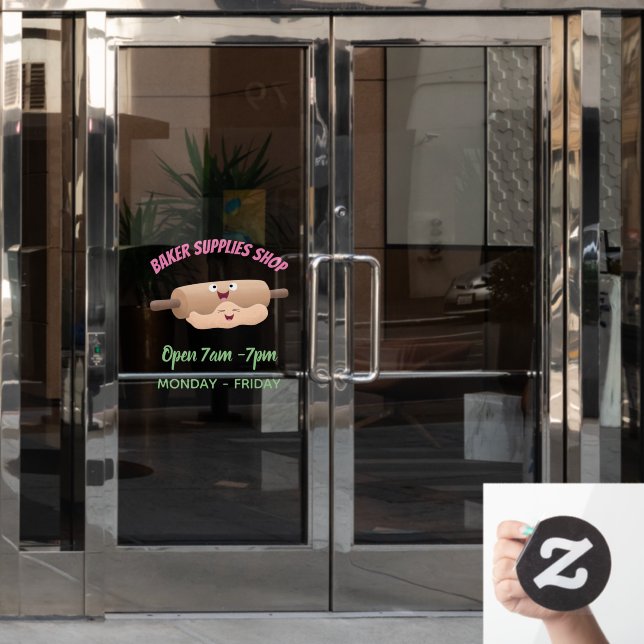 Cute rolling pin and dough pastry baking cartoon (Office Door)